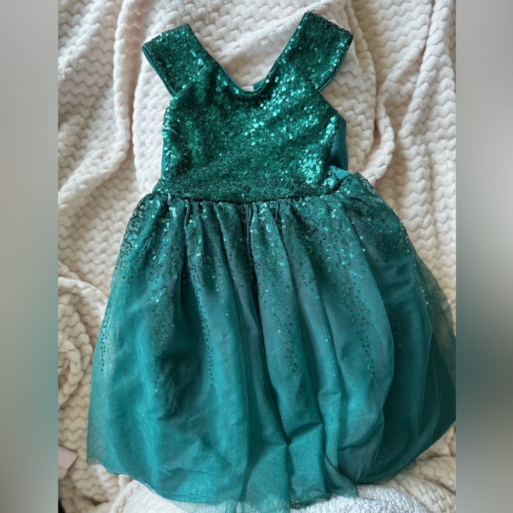 Toddler girls dark green dress